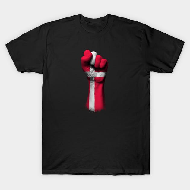 Flag of Denmark on a Raised Clenched Fist T-Shirt by jeffbartels